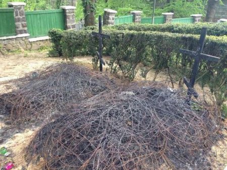 В Ужгороде сожгли могилы карателей "АТО"
