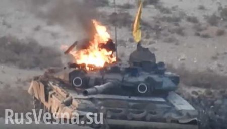 Burning -90 tank in Syria  ISIS shows footage from Aleppo province (VIDEO)