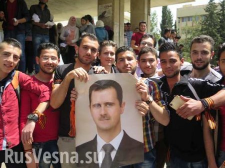 Stolz auf die Freundschaft mit dem Russischen Volk!  In Damaskus begann die Aktion Band des Sieges  Reportage des Russischen Fruehlings (FOTO, VIDEO)